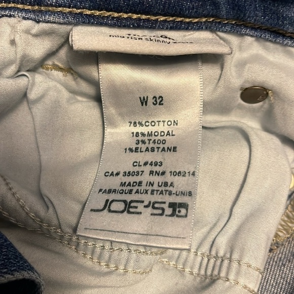 Joe's The Icon Mid Rise Skinny Ankle Jeans women’s W32 leather logo frayed hem - Picture 8 of 10